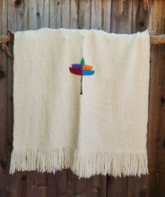 Load image into Gallery viewer, White Ruana with Colorful Felted Flowers