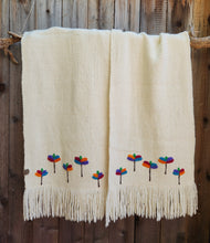 Load image into Gallery viewer, White Ruana with Colorful Felted Flowers