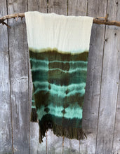 Load image into Gallery viewer, Tie-dyed Throw/Shawl - green and brown