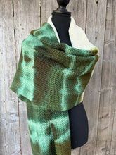 Load image into Gallery viewer, Tie-dyed Throw/Shawl - green and brown