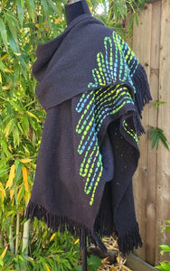 Black Ruana with Green Details