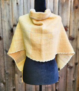 Small Poncho in Yellow, White, Beige and Light Coral