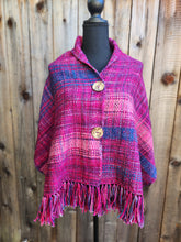 Load image into Gallery viewer, Small Poncho in Fuchsia and Blue
