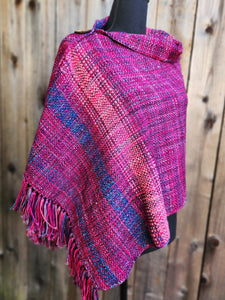 Small Poncho in Fuchsia and Blue