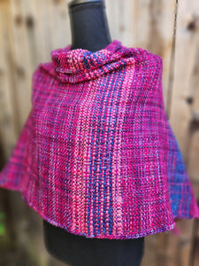 Small Poncho in Fuchsia and Blue