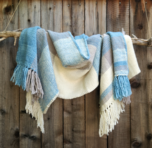 Load image into Gallery viewer, Celeste, White and Gray Shawl
