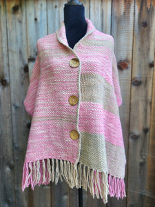 Small Poncho in Soft Pink and Beige