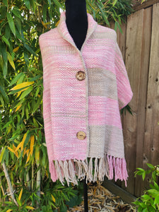 Small Poncho in Soft Pink and Beige