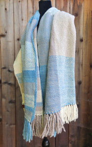 Celeste, White and Gray Shawl