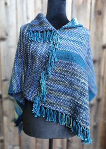 Poncho in Blue and Green